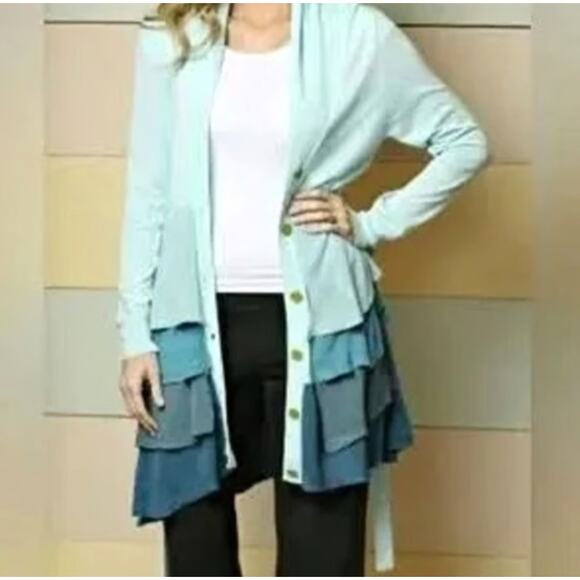 Matilda Jane Women's‎ Ombre Blue Ruffle Cardigan Size S - Picture 1 of 4